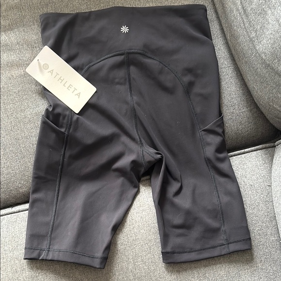 NWT Athleta Black Bike Shorts High-Waisted Stretch - Picture 4 of 4